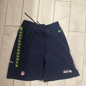 Nike Seattle SeaHawksDark Blue Sports Shorts with Lime Accents